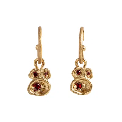 Claire Hill Designs Women's Garnet Gold Lichen Hoop Earrings
