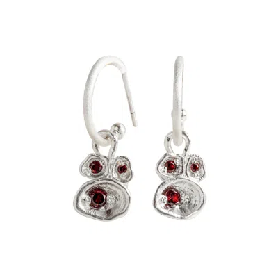 Claire Hill Designs Women's Garnet Silver Lichen Hoop Earrings