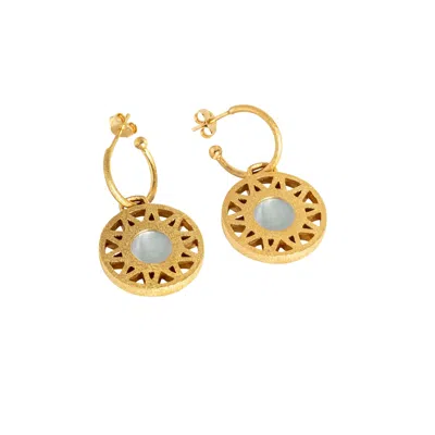 Claire Hill Designs Women's Geometric Mother Of Pearl Gold Hoop Earrings