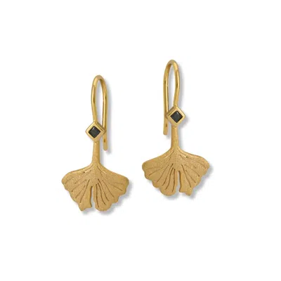 Claire Hill Designs Women's Ginkgo Leaf Gold Earrings