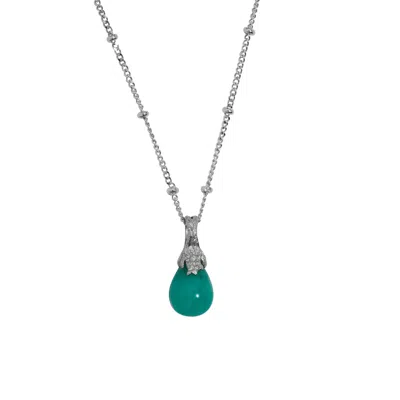 Claire Hill Designs Women's Green Amazonite Silver Lichen Pendant Necklace