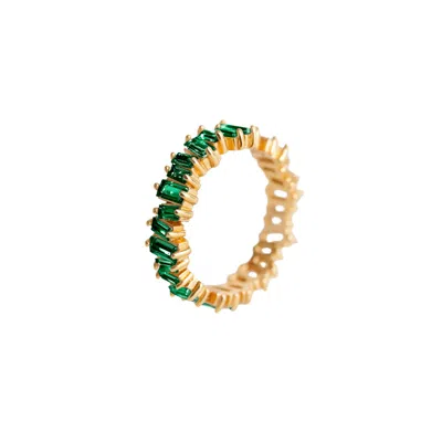 Claire Hill Designs Women's Green Emerald Baguette Gold Ring
