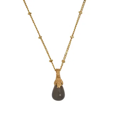 Claire Hill Designs Women's Grey Moonstone Gold Lichen Pendant Necklace In Gray