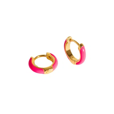 Claire Hill Designs Women's Hot Pink Gold Huggie Earrings