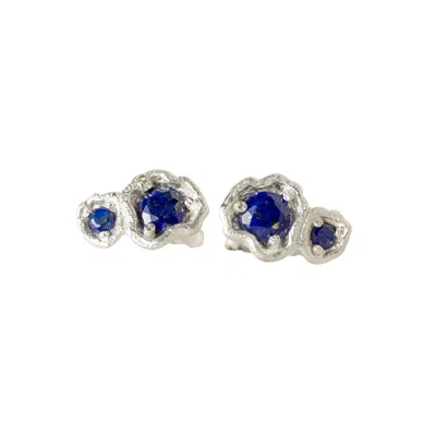 Claire Hill Designs Women's Lapis Lazuli Silver Climber Stud Earrings