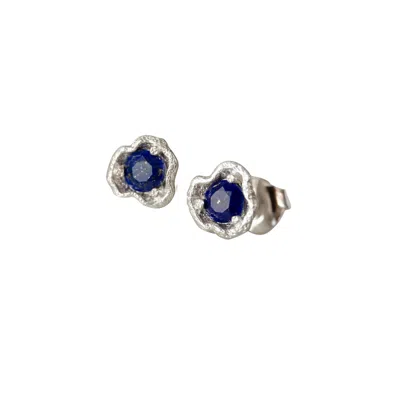Claire Hill Designs Women's Lapis Lazuli Silver Lichen Stud Earrings