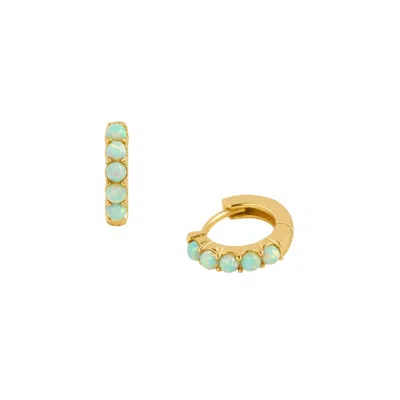 Claire Hill Designs Women's Moon Yellow Opal Gold Huggie Earrings