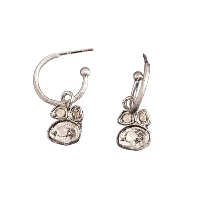 Claire Hill Designs Women's Moonstone Silver Lichen Hoop Earrings