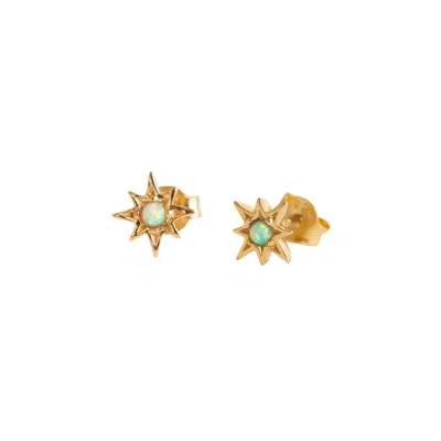 Claire Hill Designs Women's Opal Gold Star Mini Stud Earrings