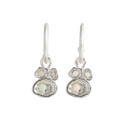 Claire Hill Designs Women's Opal Silver Lichen Hoop Earrings