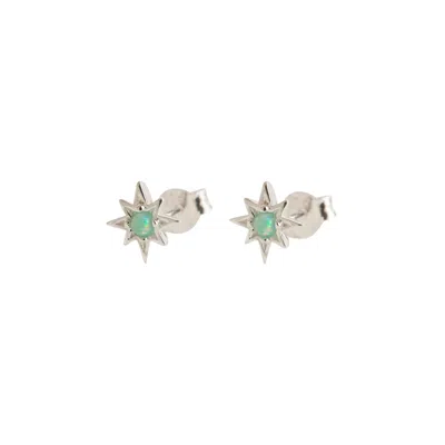 Claire Hill Designs Women's Opal Silver Star Mini Stud Earrings