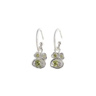 Claire Hill Designs Women's Peridot Silver Lichen Hoop Earrings In Orange