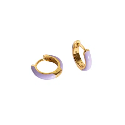 Claire Hill Designs Women's Purple Lavender Enamel Gold Huggie Earrings