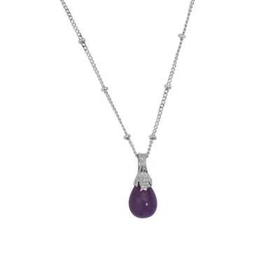 Claire Hill Designs Women's Purple Lavender Jadeite Silver Lichen Pendant Necklace