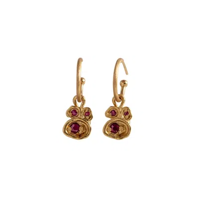 Claire Hill Designs Women's Ruby Gold Lichen Hoop Earrings In Purple