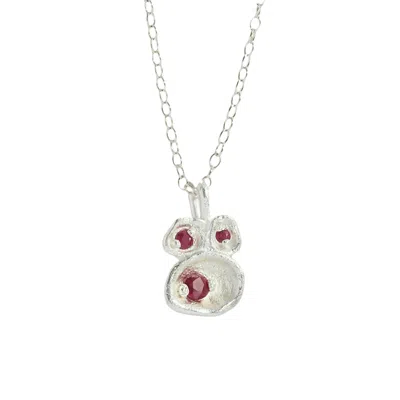Claire Hill Designs Women's Ruby Silver Lichen Pendant Necklace