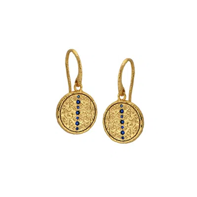 Claire Hill Designs Women's Sapphire Gold Coin Pendant Earrings In Pattern