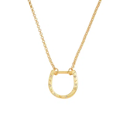 Claire Hill Designs Women's Sparkly Gold Horseshoe Necklace