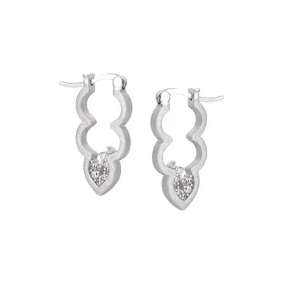 Claire Hill Designs Women's Sparkly Silver Cloud Hoop Earrings