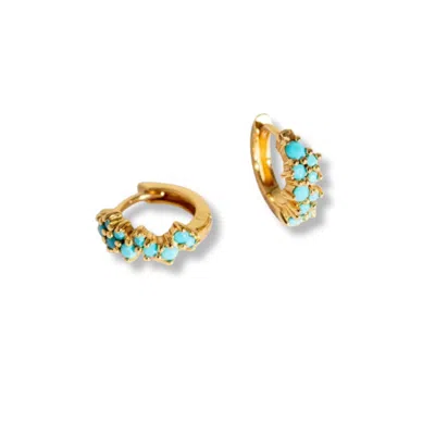 Claire Hill Designs Women's Turquoise Gold Galaxy Huggie Earrings