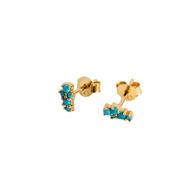 Claire Hill Designs Women's Turquoise Gold Galaxy Mini Stud Earrings