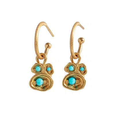 Claire Hill Designs Women's Turquoise Gold Lichen Hoop Earrings