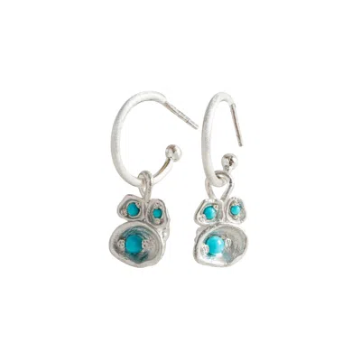 Claire Hill Designs Women's Turquoise Silver Lichen Hoop Earrings