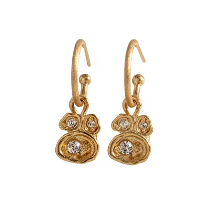 Claire Hill Designs Women's White Topaz Gold Lichen Hoop Earrings