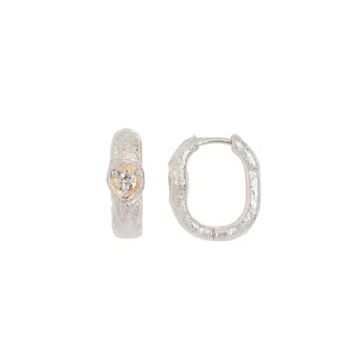 Claire Hill Designs Women's White Topaz Silver Branch Hoop Earrings