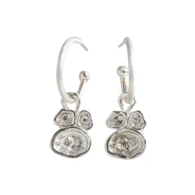 Claire Hill Designs Women's White Topaz Silver Lichen Hoop Earrings