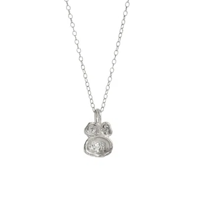 Claire Hill Designs Women's White Topaz Silver Lichen Pendant Necklace