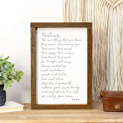 Clairmont & Co Darling The One Thing Wood Frame In Brown/white