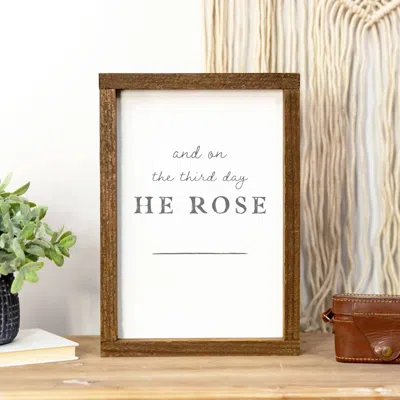 Clairmont & Co He Rose Wooded Frame Sign In Brown/white