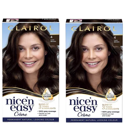 Clairol Nice' N Easy Crème Natural Looking Oil Infused Permanent Hair Dye Duo (various Shades) - 4 Dark Brow In White