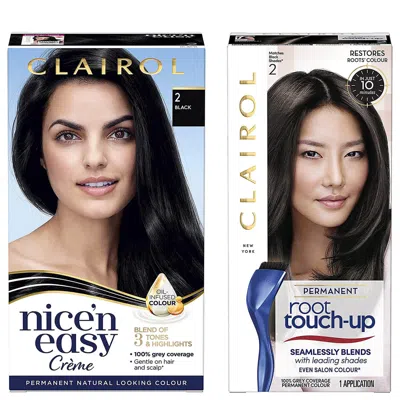 Clairol Nice' N Easy Permanent Hair Dye And Root Touch Up Duo (various Shades) - 2 Black In White