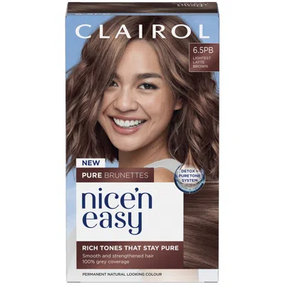 Clairol Nice'n Easy Crème, Pure Brunettes Permanent Hair Dye, 6.5pb Lightest Latte Brown