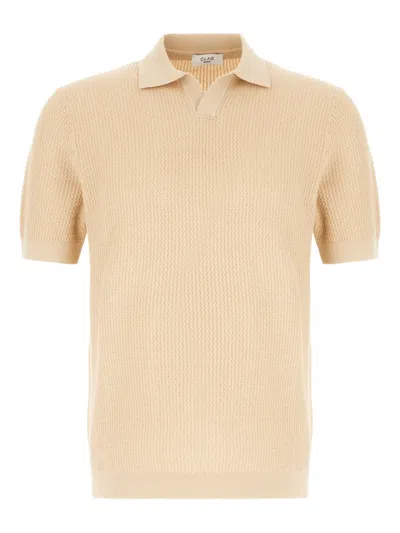 Claq Knit Polo Shirt In Brown