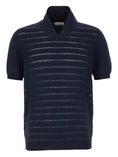 Claq Polo-neck Knitted Sweater In Blue