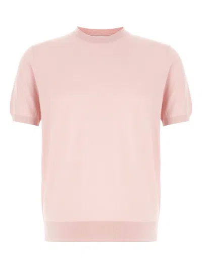 Claq Short-sleeved Knit T-shirt In Pink
