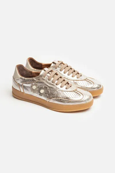 Clara Barcelo Big Flower Trouble Sneaker In Metallic
