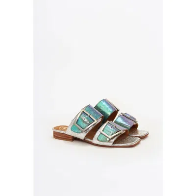 Clara Barcelo Double Trouble Slide Sandal In Metallic