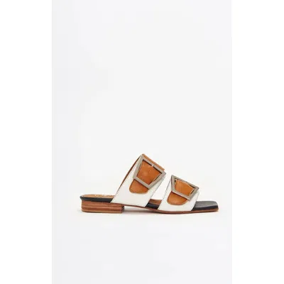 Clara Barcelo Double Trouble Slide Sandal In Tan