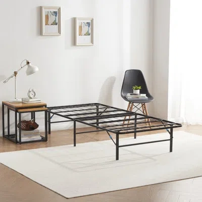 Clara Clark 14'' Platform Storage Foldable Bed Frame In Black