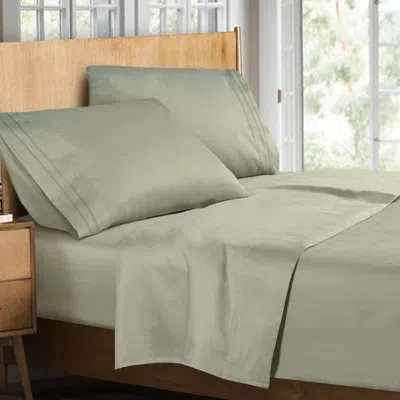Clara Clark 1500 Thread Count Striped Sheet Set In Sage Green