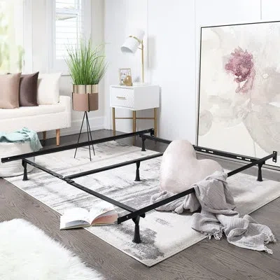 Clara Clark 5.25" Steel Bed Frame With Center Support Leg In Black