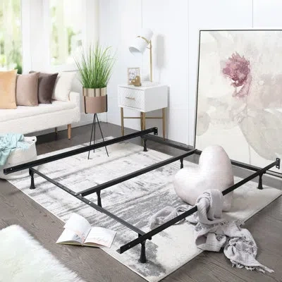 Clara Clark 5.25" Steel Bed Frame With Center Support Leg In Black