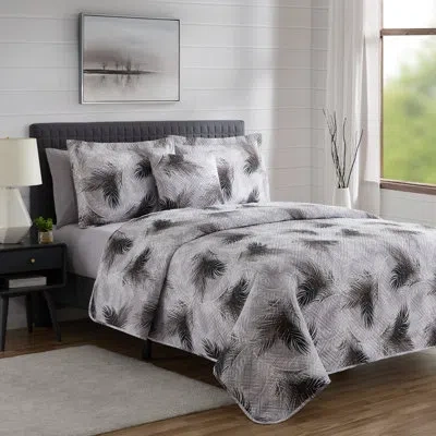 Clara Clark Bedspread Quilt Set With Fitted Sheet And Pillow Shams In Gray