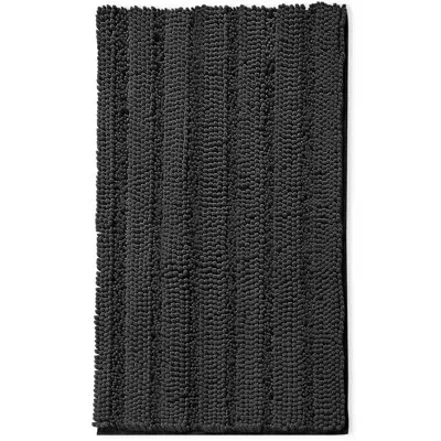 Clara Clark Chenille Extra Soft And Absorbent Bath Mat. In Black