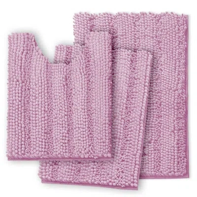 Clara Clark Chenille Microfiber Bathroom Rugs With Non-slip Backing In Lilac