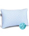 Clara Clark Memory Foam Gel Infused Reversible Cooling Pillow, King In White,blue